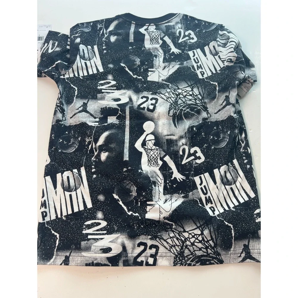 Jordan Boys T-Shirt Size‎ M Black All-Over Graphic Collage Print NWT Retail $32